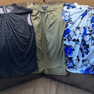 Liz Claiborne care Women's Sleeveless Tops - Black Polka Dot, Olive, Blue Floral